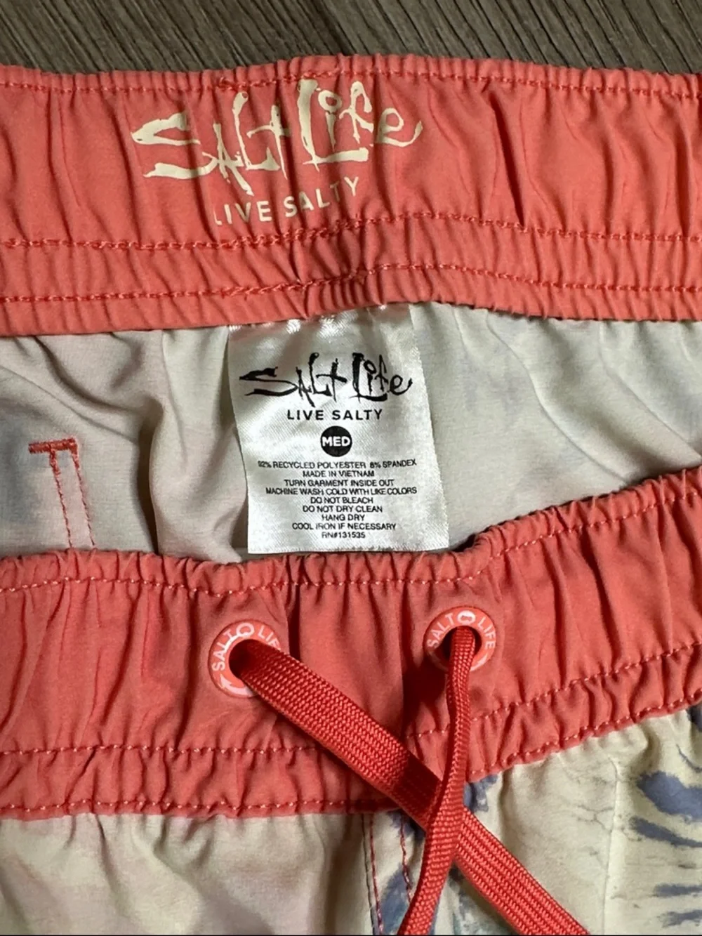 Salt Life Peace Maker Volley Surf Swim Board Shorts Tie Dye Orange Blue Medium